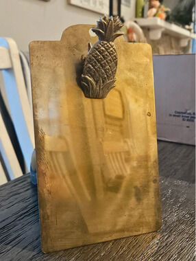 Vintage Brass Pineapple Clipboard Menu Holder Hollywood Regency Boho Decor 1970s